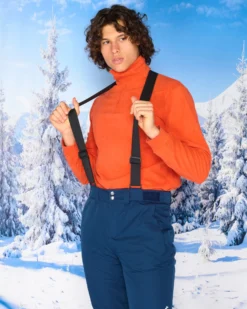 REUSCH - Pantalone da sci uomo blu con salopette impermeabile traspirante e antivento