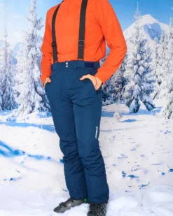 REUSCH - Pantalone da sci uomo blu con salopette impermeabile traspirante e antivento