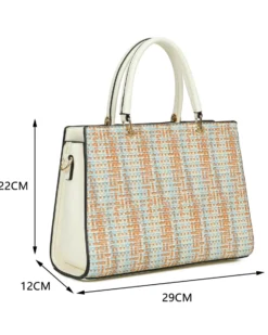RFILE - Borsa due manici multicolor effetto intreccio con tre scomparti principali, tracolla removibile