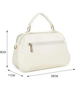 RIFLE - Borsa a mano avorio con due scomparti principali e finte tasche frontali, tracolla removibile