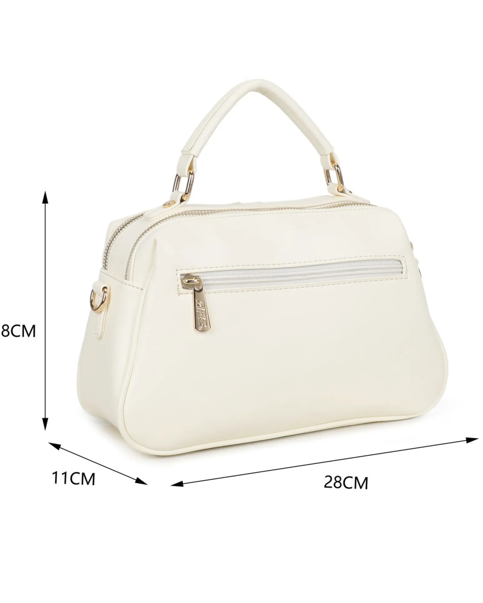 RIFLE - Borsa a mano avorio con due scomparti principali e finte tasche frontali, tracolla removibile