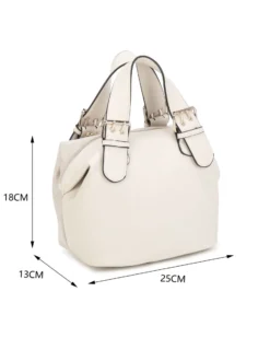 RIFLE - Borsa a mano beige con parte frontale scamosciata e fibbie sui manici, tracolla removibile