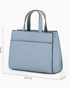 RIFLE - Borsa a mano celeste avio con tasca frontale e tracolla removibile