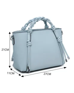 RIFLE - Borsa a mano celeste con manici intrecciati e tracolla removibile