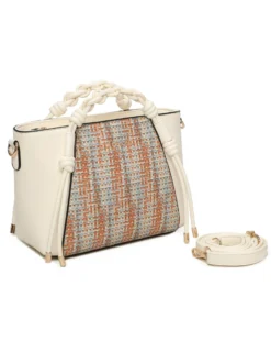 RIFLE - Borsa a mano multicolor effetto intreccio con manici intrecciati e tracolla removibile