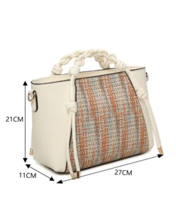 RIFLE - Borsa a mano multicolor effetto intreccio con manici intrecciati e tracolla removibile