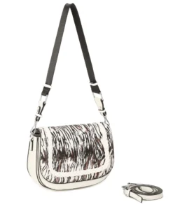 RIFLE - Borsa animalier con tre scomparti interni e treccia sulla patta, tracolla removibile