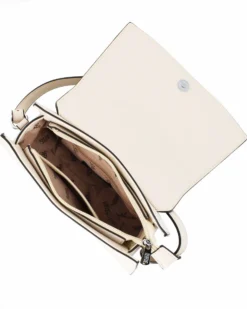 RIFLE - Borsa a spalla beige con patta e tasca posteriore, tracolla removibile