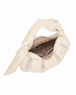 RIFLE - Borsa a spalla beige trapuntata con lustrini, tracolla removibile