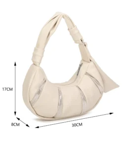 RIFLE - Borsa a spalla beige trapuntata con lustrini, tracolla removibile