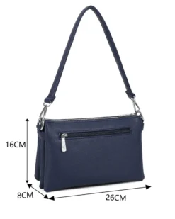 RIFLE - Borsa a spalla blu con cinque scomparti interni, tasca frontale e posteriore, tracolla removibile