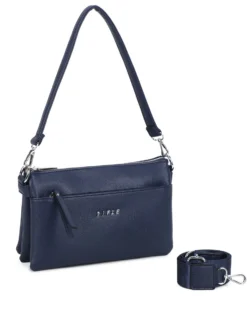 RIFLE - Borsa a spalla blu con cinque scomparti interni, tasca frontale e posteriore, tracolla removibile