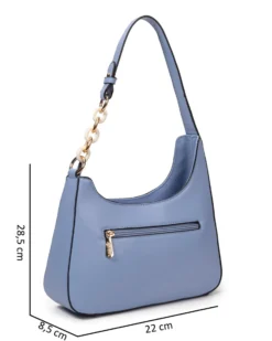 RIFLE - Borsa a spalla celeste con tasca posteriore e catena sul manico, tracolla removibile