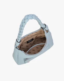RIFLE - Borsa a spalla celeste con manico intrecciato, tracolla removibile