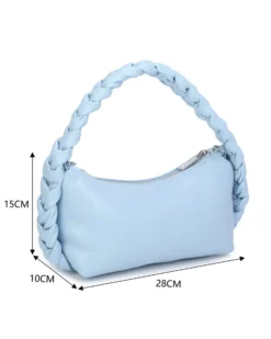 RIFLE - Borsa a spalla celeste con manico intrecciato, tracolla removibile