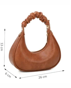 RIFLE - Borsa a spalla cuoio con manico arricciato e parte frontale scamosciata, tracolla removibile
