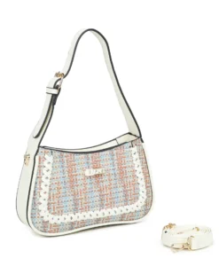 RIFLE - Borsa a spalla multicolor con dettaglio intreccio frontale, tracolla removibile