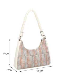 RIFLE - Borsa a spalla multicolor effetto intreccio con manico intrecciato, tracolla removibile