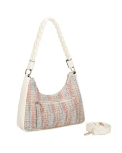 RIFLE - Borsa a spalla multicolor effetto intreccio con manico intrecciato, tracolla removibile