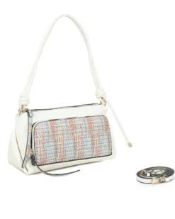 RIFLE - Borsa a spalla multicolor effetto intreccio con tasca frontale e tracolla removibile