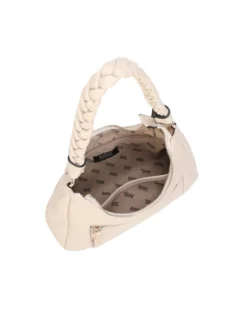 RIFLE - Borsa a spalla naturale con manico intrecciato, tracolla removibile