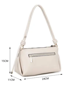 RIFLE - Borsa a spalla naturale con tasca frontale e tracolla removibile