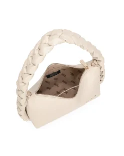 RIFLE - Borsa a spalla naturale con manico intrecciato, tracolla removibile