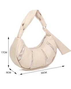RIFLE - Borsa a spalla naturale trapuntata con lustrini, tracolla removibile