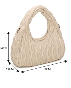 RIFLE - Borsa a spalla naturale trapuntata con tracolla removibile