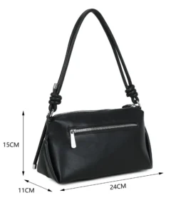 RIFLE - Borsa a spalla nera con tasca frontale e tracolla removibile