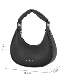 RIFLE - Borsa a spalla nera, tracolla removibile