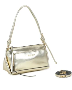 RIFLE - Borsa a spalla platino con tasca frontale e tracolla removibile