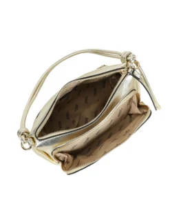 RIFLE - Borsa a spalla platino con tasca frontale e tracolla removibile