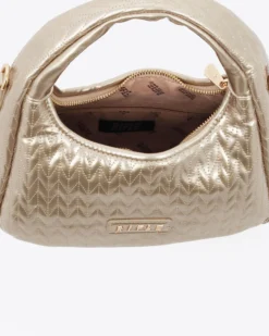 RIFLE - Borsa a spalla platino trapuntata con tracolla removibile