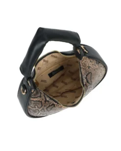 RIFLE - Borsa a spalla testa moro pitonata con manico imbottito, tracolla removibile
