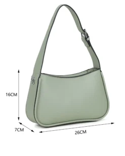 RIFLE - Borsa a spalla verde salvia con dettaglio intreccio frontale, tracolla removibile