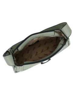 RIFLE - Borsa a spalla verde salvia con dettaglio intreccio frontale, tracolla removibile