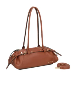 RIFLE - Borsa baguette a spalla cuoio con fibbie, tracolla removibile