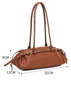 RIFLE - Borsa baguette a spalla cuoio con fibbie, tracolla removibile