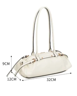 RIFLE - Borsa baguette a spalla avorio con fibbie, tracolla removibile