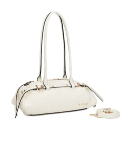 RIFLE - Borsa baguette a spalla avorio con fibbie, tracolla removibile