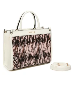 RIFLE - Borsa due manici animalier rosa con tasca posteriore, tracolla removibile