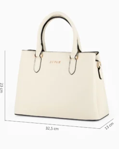 RIFLE - Borsa due manici avorio, tracolla removibile