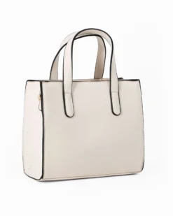 RIFLE - Borsa due manici beige con parte frontale intrecciata, tracolla removibile
