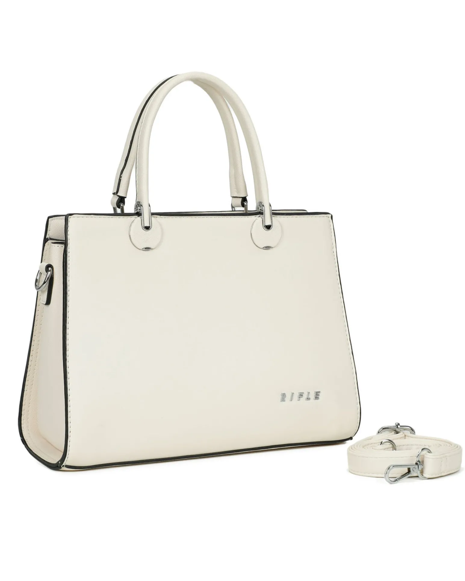 RIFLE - Borsa due manici beige con tre scomparti principali, tracolla removibile