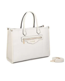 RIFLE - Borsa due manici beige con tre scomparti principali e tasca frontale, tracolla removibile