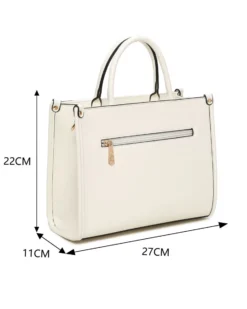 RIFLE - Borsa due manici bianca con tasca posteriore e parte frontale decorata, tracolla removibile