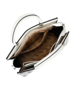 RIFLE - Borsa due manici bianca e nera effetto intreccio con tre scomparti principali, tracolla removibile