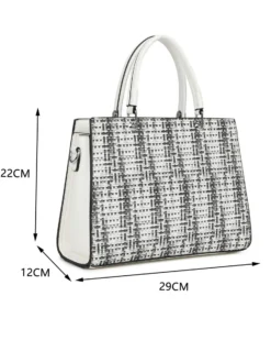 RIFLE - Borsa due manici bianca e nera effetto intreccio con tre scomparti principali, tracolla removibile