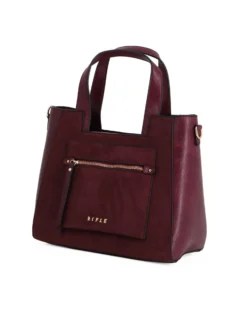 RIFLE - Borsa due manici bordeaux con parte frontale scamosciata, tracolla removibile